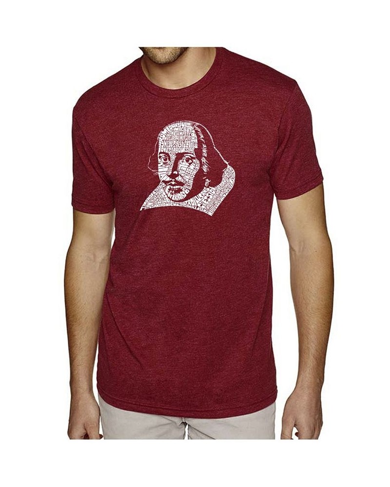 Men's Premium Word Art T-Shirt - Shakespeare Red $24.29 T-Shirts