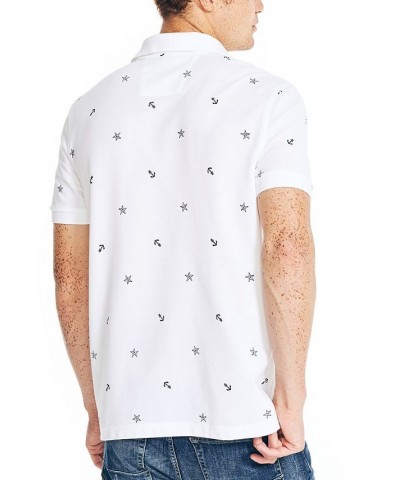 Men's Classic-Fit Anchor-Print Performance Deck Polo Shirt White $32.60 Shirts