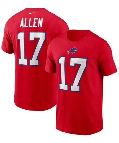 Men's Josh Allen Red Buffalo Bills Name and Number T-shirt $16.00 T-Shirts