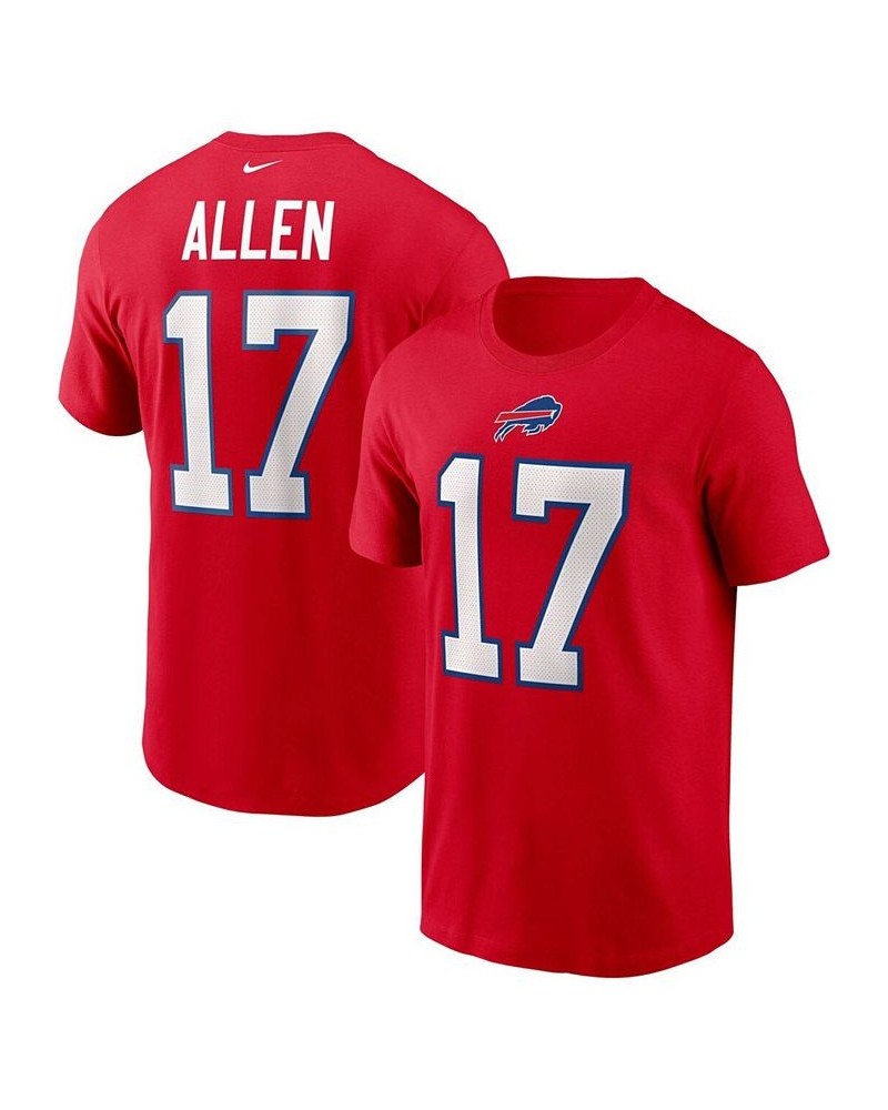 Men's Josh Allen Red Buffalo Bills Name and Number T-shirt $16.00 T-Shirts