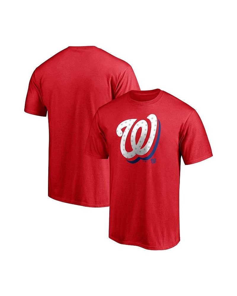 Men's Branded Red Washington Nationals Red White and Team Logo T-shirt $23.99 T-Shirts