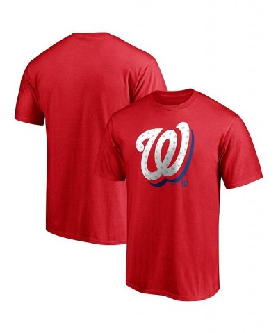 Men's Branded Red Washington Nationals Red White and Team Logo T-shirt $23.99 T-Shirts