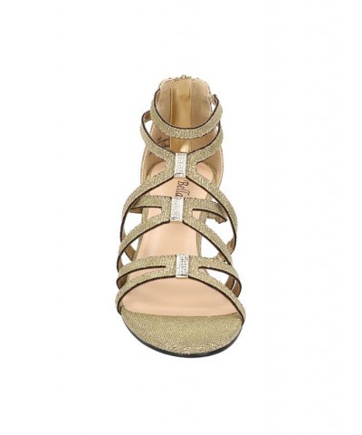 Women's Karlette Dress Sandals Gold Glitter Fabric $51.30 Shoes