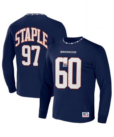 Men's NFL X Staple Navy Denver Broncos Core Long Sleeve Jersey Style T-shirt $28.19 T-Shirts