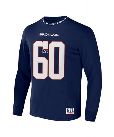 Men's NFL X Staple Navy Denver Broncos Core Long Sleeve Jersey Style T-shirt $28.19 T-Shirts