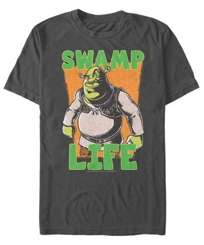 Shrek Men's Swamp Life Poster Short Sleeve T-Shirt Gray $19.24 T-Shirts