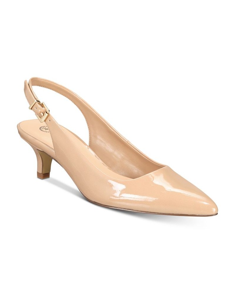 Scarlett II Kitten-Heel Slingback Pumps Tan/Beige $30.00 Shoes