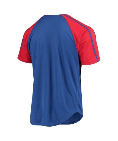 Men's Royal Texas Rangers Button-Down Raglan Replica Jersey $21.42 Jersey