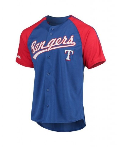 Men's Royal Texas Rangers Button-Down Raglan Replica Jersey $21.42 Jersey