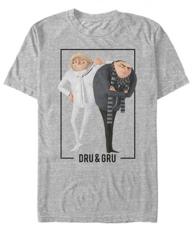 Minions Illumination Men's Despicable Me 3 Dru And Gru Brothers Short Sleeve T-Shirt Gray $19.59 T-Shirts