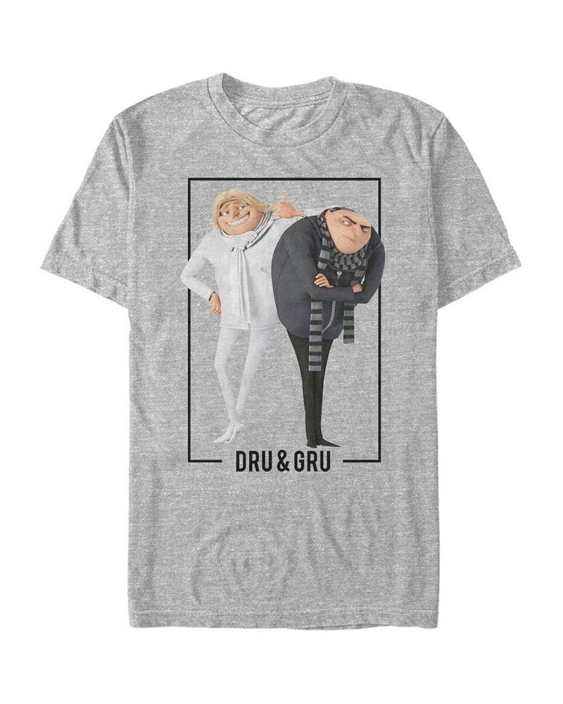 Minions Illumination Men's Despicable Me 3 Dru And Gru Brothers Short Sleeve T-Shirt Gray $19.59 T-Shirts