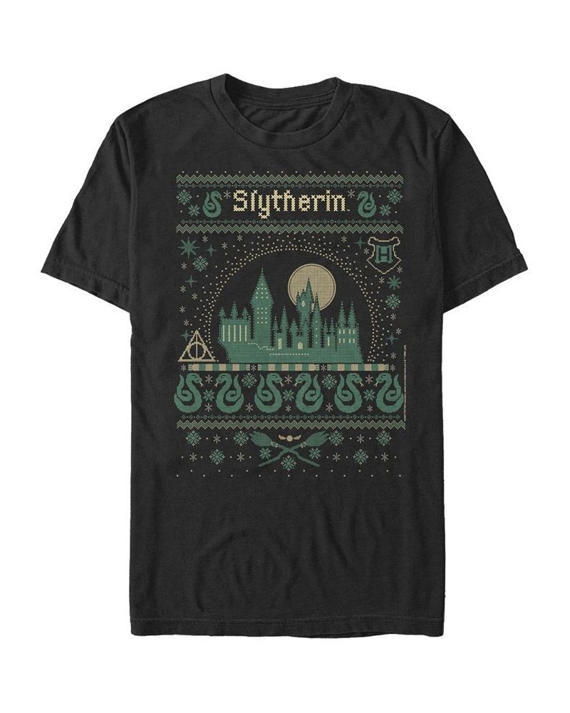 Men's Slytherin Sweater Short Sleeve Crew T-shirt Black $16.45 T-Shirts