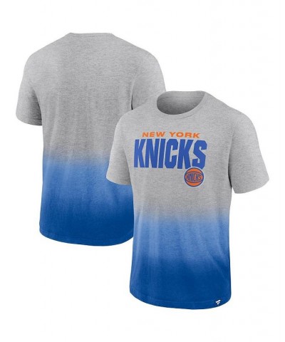 Men's Branded Heathered Gray and Blue New York Knicks Board Crasher Dip-Dye T-shirt $15.12 T-Shirts