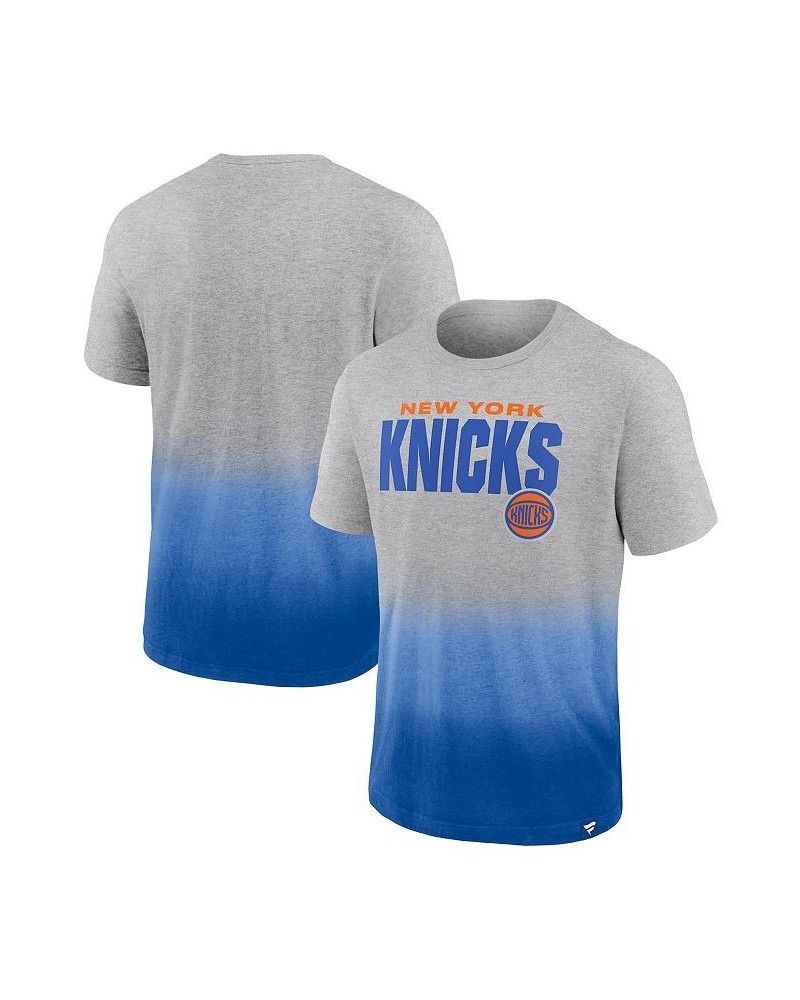 Men's Branded Heathered Gray and Blue New York Knicks Board Crasher Dip-Dye T-shirt $15.12 T-Shirts