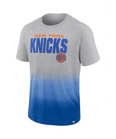 Men's Branded Heathered Gray and Blue New York Knicks Board Crasher Dip-Dye T-shirt $15.12 T-Shirts