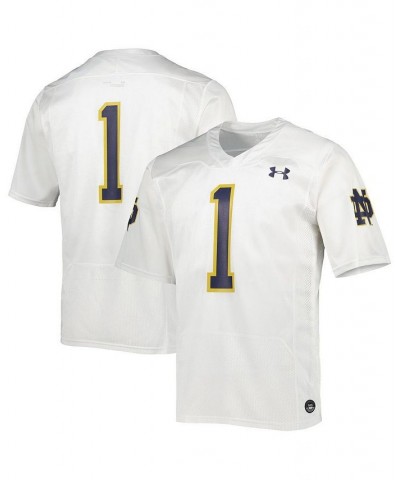 Men's 1 White Notre Dame Fighting Irish Team Wordmark Replica Football Jersey $36.00 Jersey