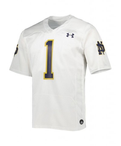 Men's 1 White Notre Dame Fighting Irish Team Wordmark Replica Football Jersey $36.00 Jersey