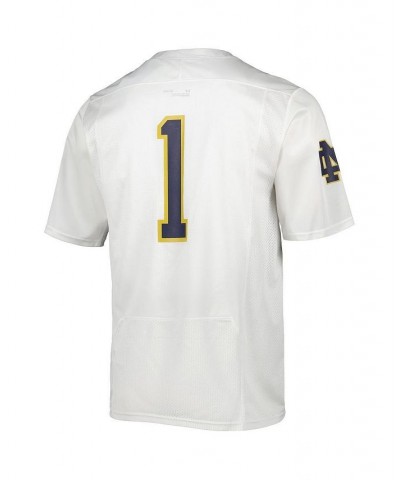 Men's 1 White Notre Dame Fighting Irish Team Wordmark Replica Football Jersey $36.00 Jersey