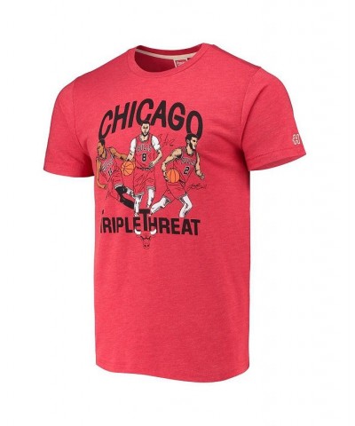 Men's DeMar DeRozan, Zach LaVine, Lonzo Ball Heathered Red Chicago Bulls Triple Threat Player Tri-Blend T-shirt $19.78 T-Shirts