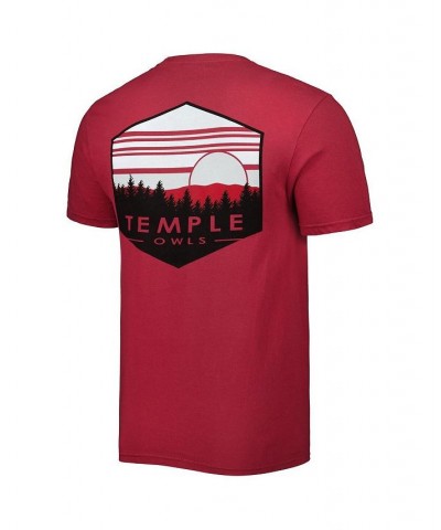 Men's Red Temple Owls Landscape Shield T-shirt $21.59 T-Shirts