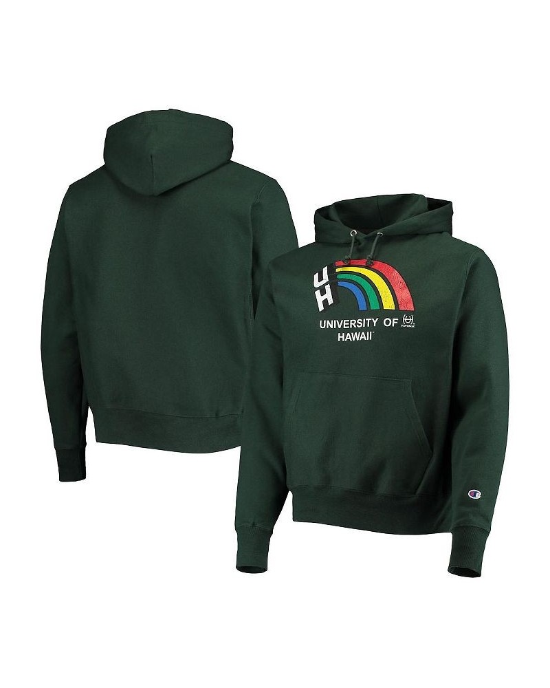 Men's Green Hawaii Warriors Vault Logo Reverse Weave Pullover Hoodie $41.80 Sweatshirt