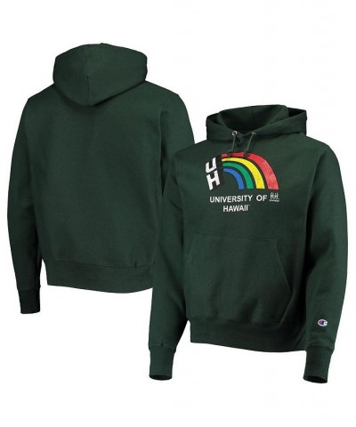 Men's Green Hawaii Warriors Vault Logo Reverse Weave Pullover Hoodie $41.80 Sweatshirt