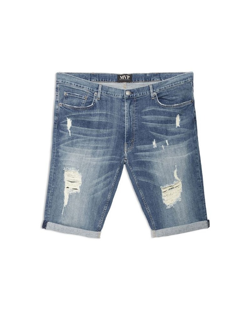 Men's Big Tall Distressed Wash Denim Shorts Blue $46.87 Shorts