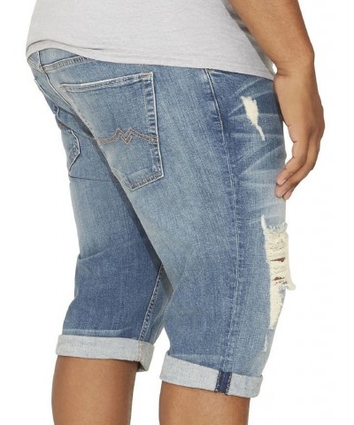 Men's Big Tall Distressed Wash Denim Shorts Blue $46.87 Shorts