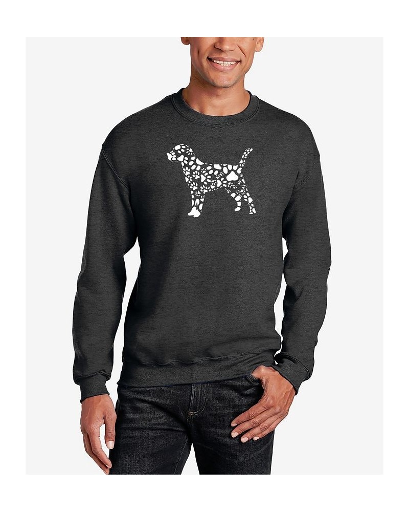 Men's Dog Paw Prints Word Art Crew Neck Sweatshirt Gray $29.99 Sweatshirt