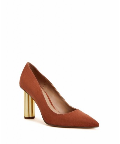 Women's the Dellilah High Architectural Heel Pumps Tan/Beige $45.36 Shoes