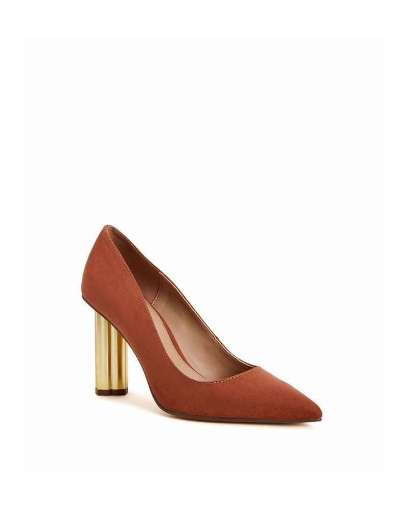 Women's the Dellilah High Architectural Heel Pumps Tan/Beige $45.36 Shoes