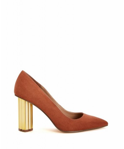 Women's the Dellilah High Architectural Heel Pumps Tan/Beige $45.36 Shoes