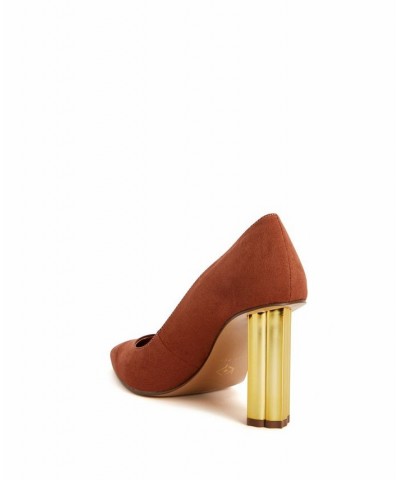 Women's the Dellilah High Architectural Heel Pumps Tan/Beige $45.36 Shoes