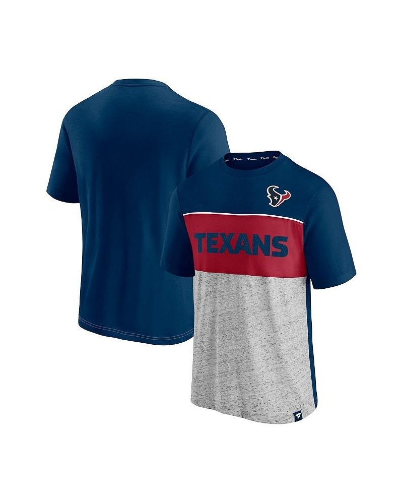 Men's Branded Navy and Heathered Gray Houston Texans Colorblock T-shirt $25.51 T-Shirts