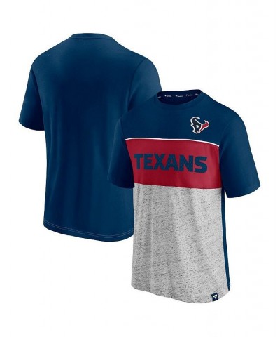 Men's Branded Navy and Heathered Gray Houston Texans Colorblock T-shirt $25.51 T-Shirts