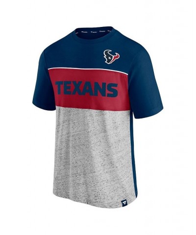 Men's Branded Navy and Heathered Gray Houston Texans Colorblock T-shirt $25.51 T-Shirts