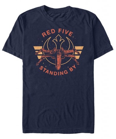 Star Wars Men's Classic Red Five Standing By Short Sleeve T-Shirt Blue $17.15 T-Shirts