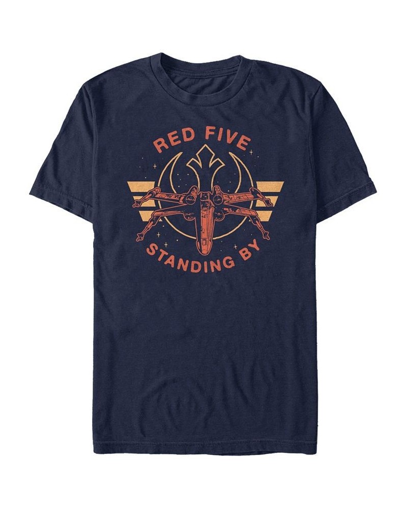 Star Wars Men's Classic Red Five Standing By Short Sleeve T-Shirt Blue $17.15 T-Shirts