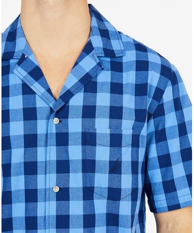 Men's Buffalo Plaid Short-Sleeve Cotton Pajama Shirt Blue $15.15 Pajama