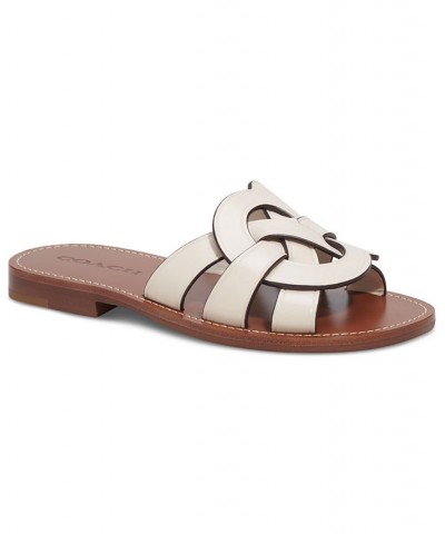 Issa "C" Emblem Slide Sandals White $64.35 Shoes