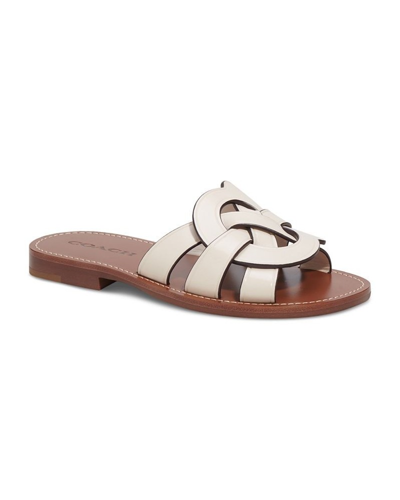 Issa "C" Emblem Slide Sandals White $64.35 Shoes