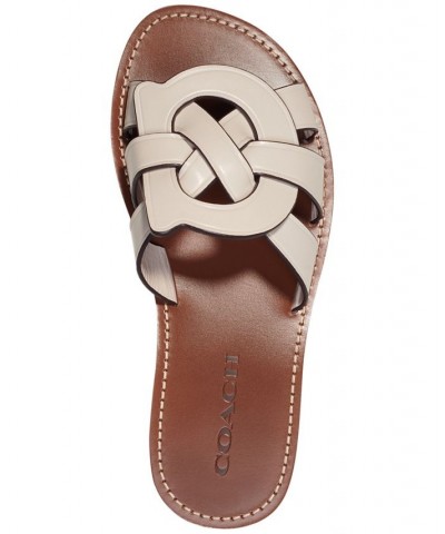 Issa "C" Emblem Slide Sandals White $64.35 Shoes