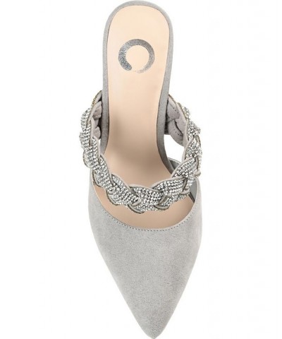 Women's Hazzl Braided Rhinestone Stilettos Gray $44.20 Shoes