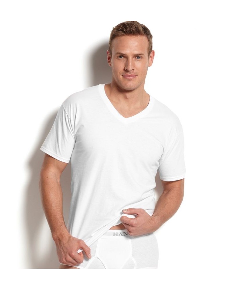 Men's Big & Tall 4-Pk. Cotton V-Neck Undershirts White $13.80 Undershirt