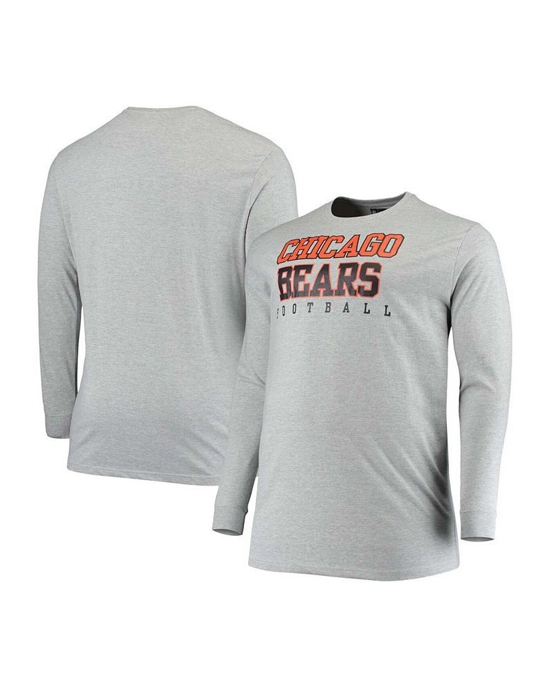 Men's Big and Tall Heathered Gray Chicago Bears Practice Long Sleeve T-shirt $21.59 T-Shirts