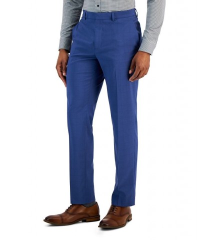 Men's Slim-Fit Tonal Windowpane Dress Pants Blue $27.83 Pants