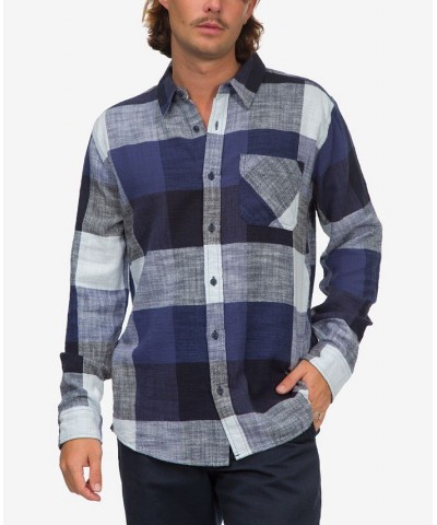 Men's Tampa Long Sleeves Woven Shirt Blue Indigo $17.88 Shirts