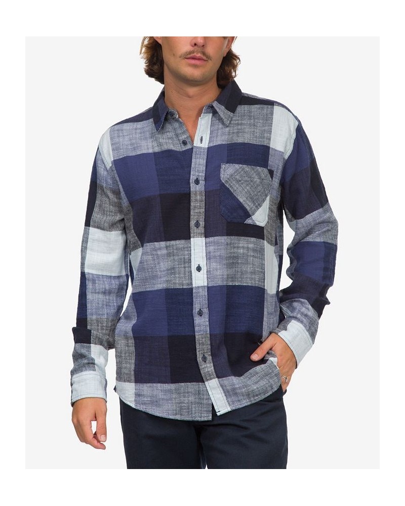 Men's Tampa Long Sleeves Woven Shirt Blue Indigo $17.88 Shirts