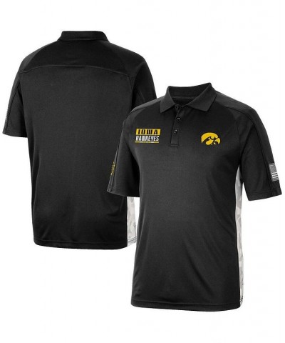 Men's Black Iowa Hawkeyes OHT Military-Inspired Appreciation Snow Camo Polo Shirt $31.19 Polo Shirts