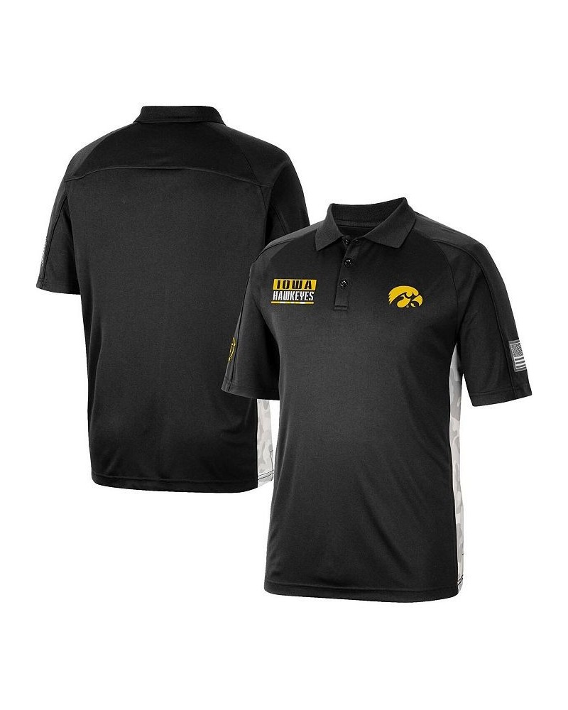 Men's Black Iowa Hawkeyes OHT Military-Inspired Appreciation Snow Camo Polo Shirt $31.19 Polo Shirts